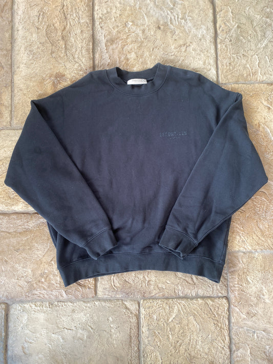 Fear of God Essentials Jet Black Crewneck Sz 2XL