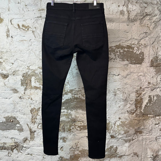 Amiri MX1 Black Leather Black Denim Jeans Sz 31