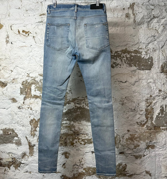 Amiri MX1 Black Paisley Blue Denim Jeans Sz 29