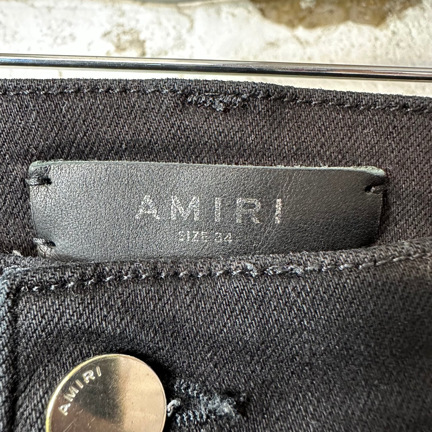 Amiri Red Tie Dye Core Logo Black Denim Jeans Sz 34