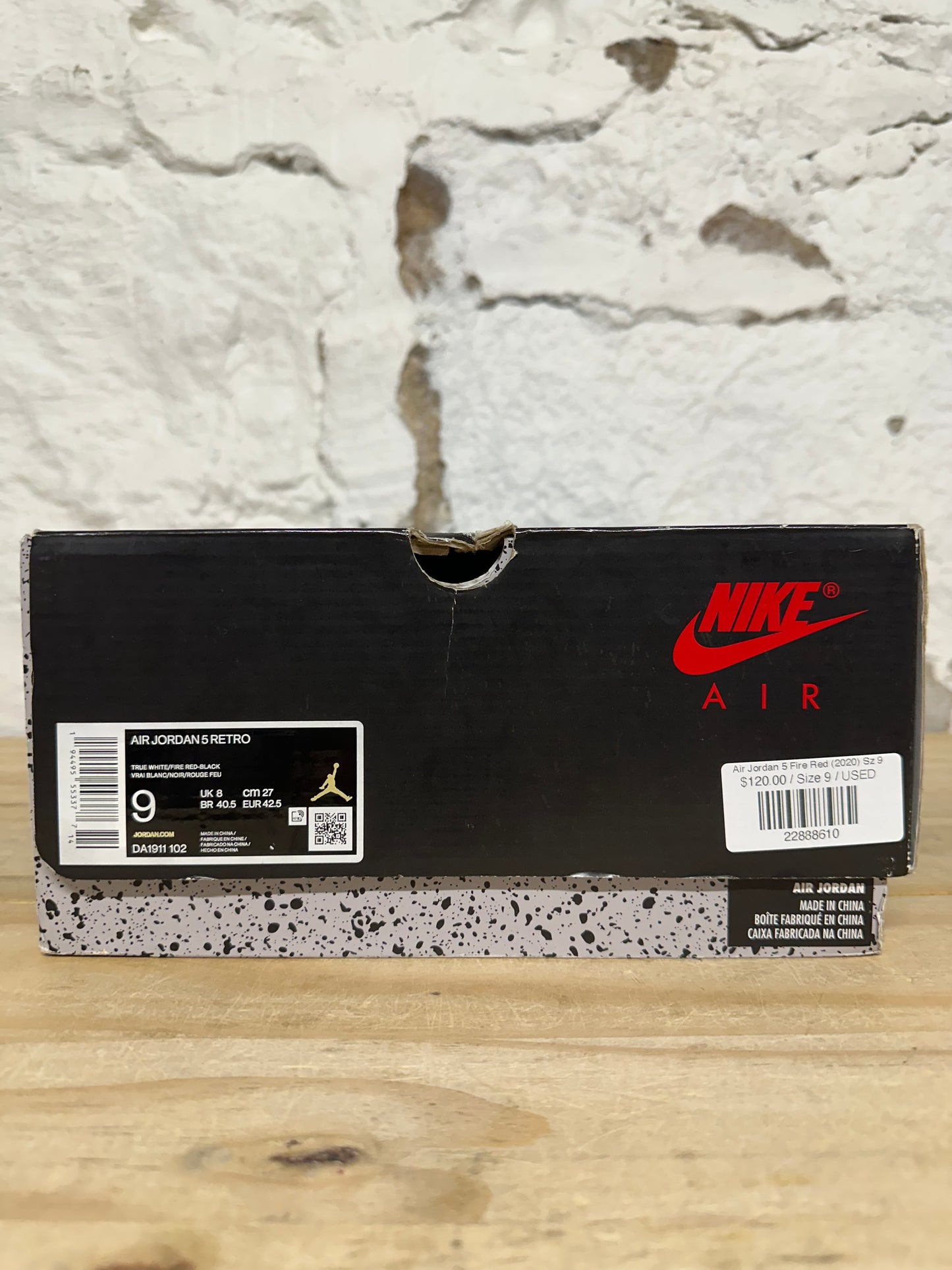 Air Jordan 5 Fire Red Silver Tongue (2020) Sz 9
