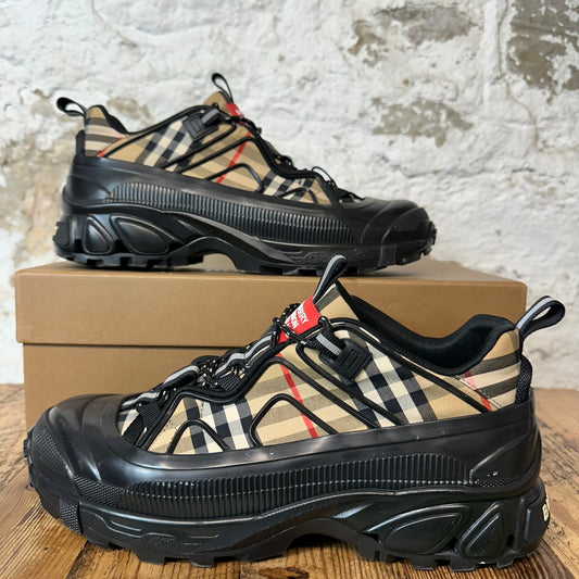 Burberry Arthur Tan Plaid Black Sneaker Sz 10 (43)