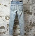 Amiri MX1 Camo Patch Light Blue Denim Jeans Sz 28