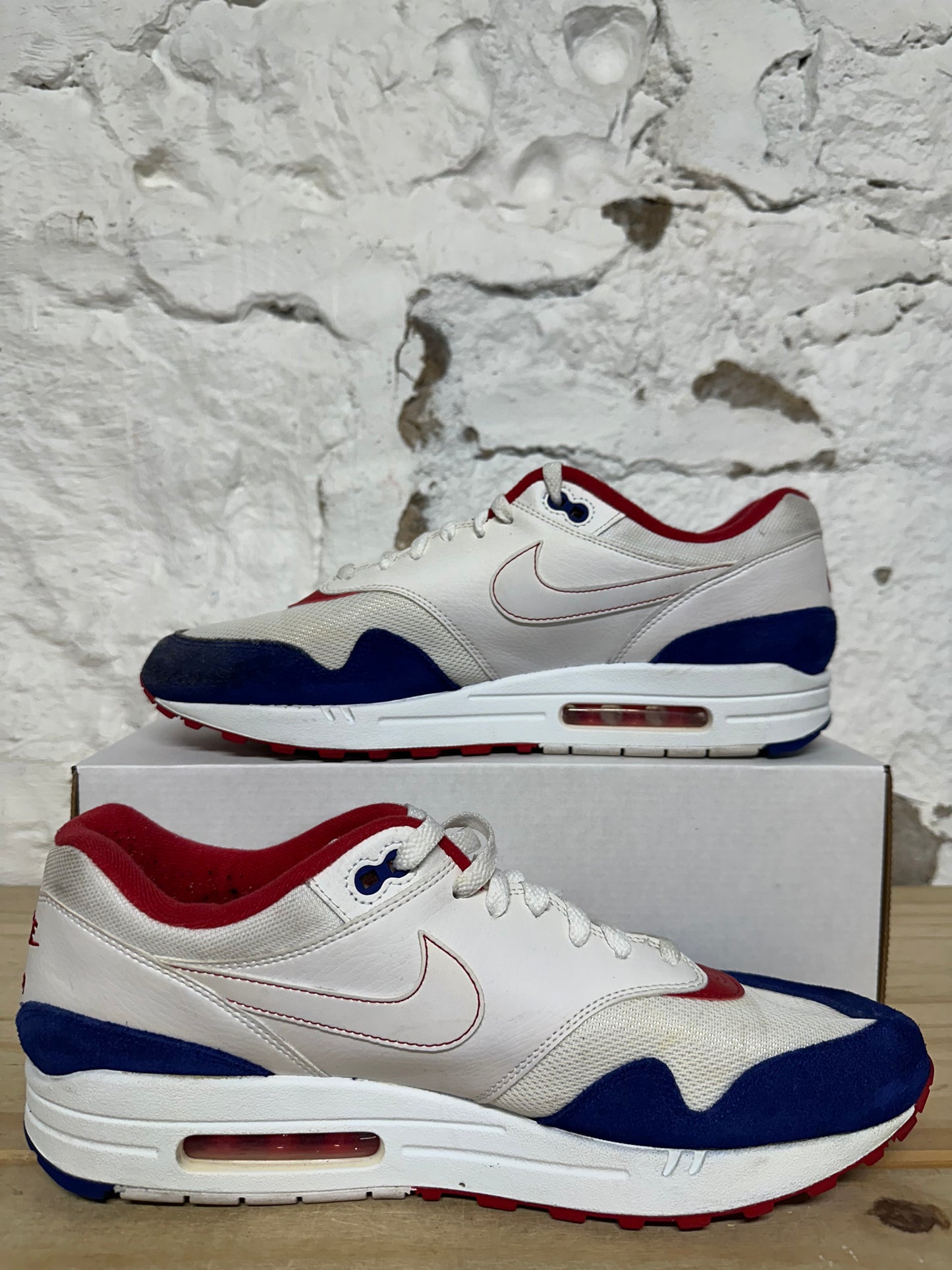 Nike Air Max 1 White Red Blue Sz 13