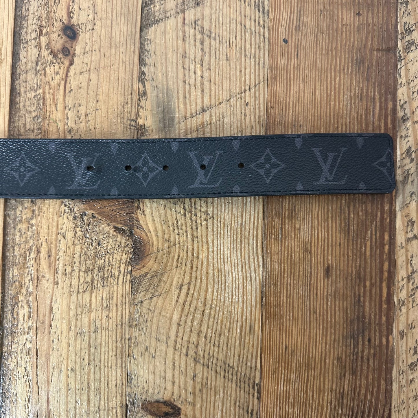 Louis Vuitton Black Orange Buckle Graphite Belt Sz (95/38)