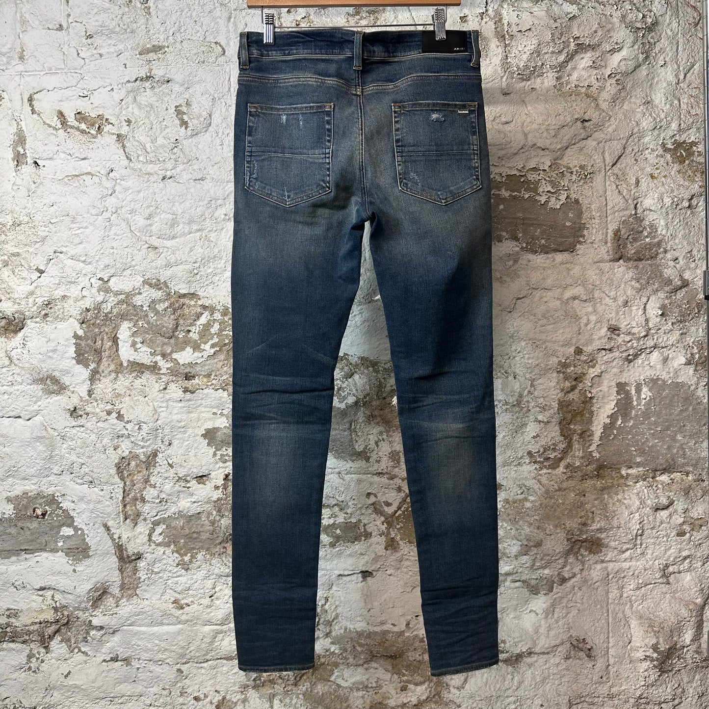 Amiri MX1 Blue Plaid Dark Blue Denim Jeans Sz 33