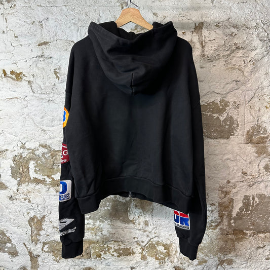 Bottega Desires Sleeve Logos Black Zip Up Hoodie Sz L