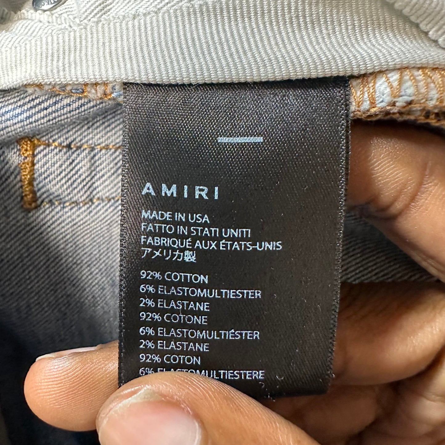 Amiri MX1 Camo Patch Blue Denim Jeans Sz 29