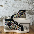 Christian Louboutin High Multicolor Monogram White Spike Sneaker Sz 9 (42)