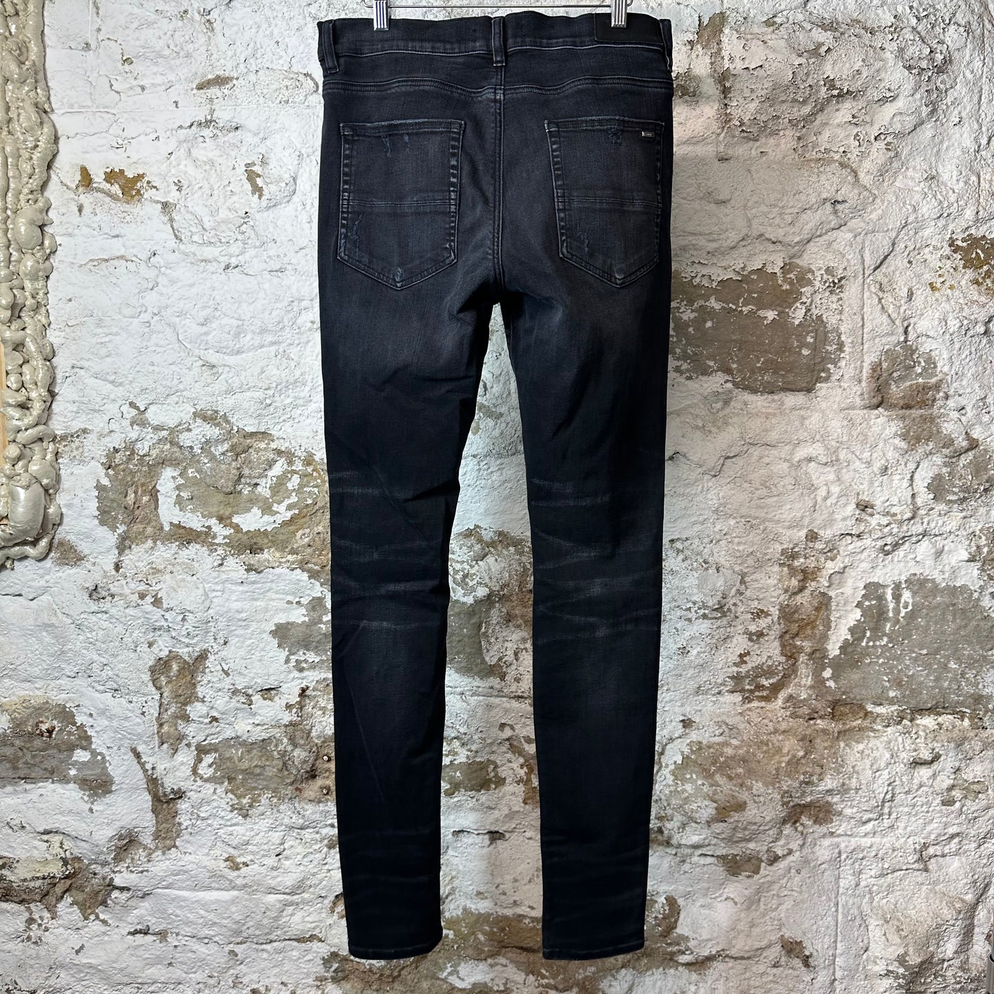 Amiri Faded Black Distressed Denim Jeans Sz 34