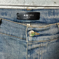 Amiri MX1 Black Leather Blue Denim Jeans Sz 34