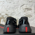 Prada Americas Cup Triple Black Patent Sneaker Sz 8