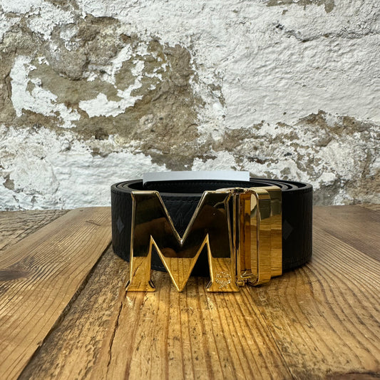 MCM Grey Monogram Black Belt (OSFA) DS