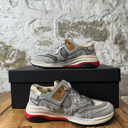Gucci Ultrapace Silver Glitter Sneaker Sz 4 (35)