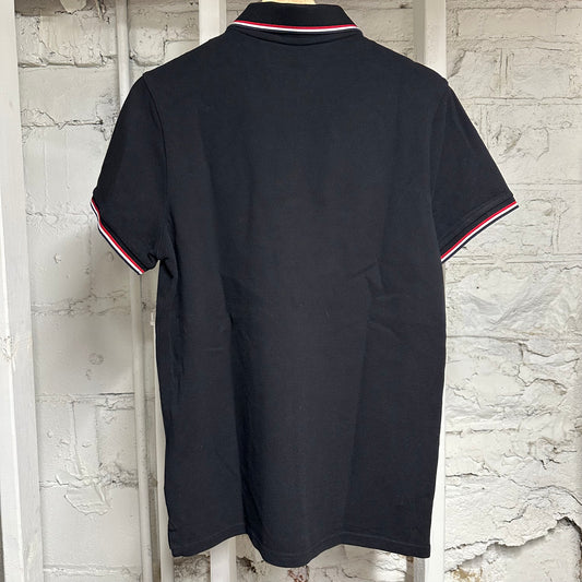 Moncler Small Logo Black Polo Shirt Sz M
