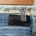 Amiri MX1 Camo Patch Blue Denim Jeans Sz 29