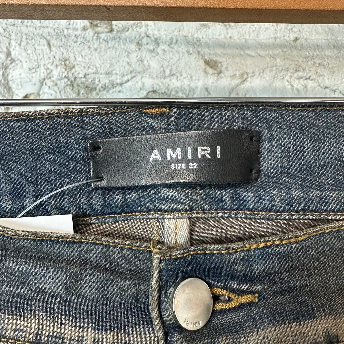 Amiri MX1 Plaid Dirty Blue Denim Jeans Sz 32