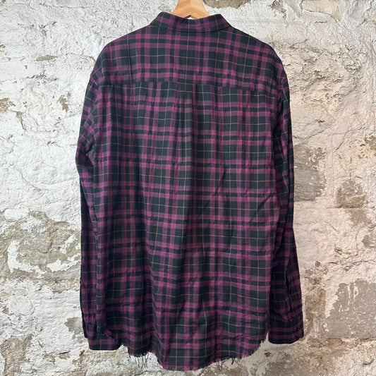 Saint Laurent Purple Plaid Button Up Shirt Sz XL