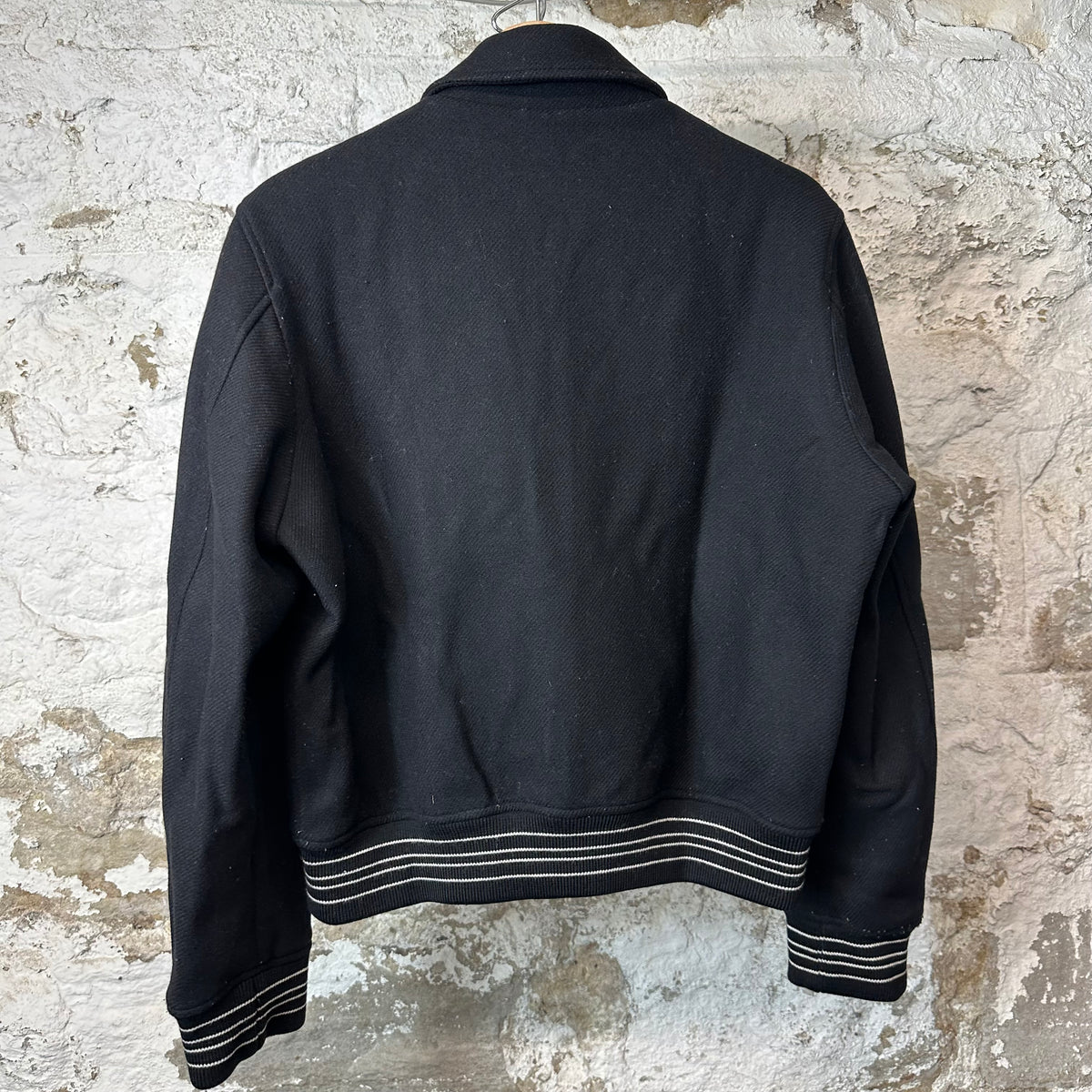 Amiri Cream Bone Black Varsity Jacket Sz XL (Women's)