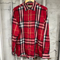 Burberry Red Plaid Button Up Shirt Sz XL