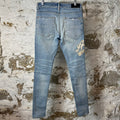 Amiri Varsity 22 Patch Blue Denim Jeans Sz 31