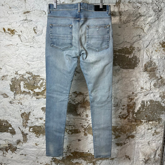 Amiri MX1 Light Blue Suede Blue Denim Jeans Sz 30