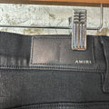 Amiri MX1 Black Leather Black Waxed Denim Jeans Sz 34
