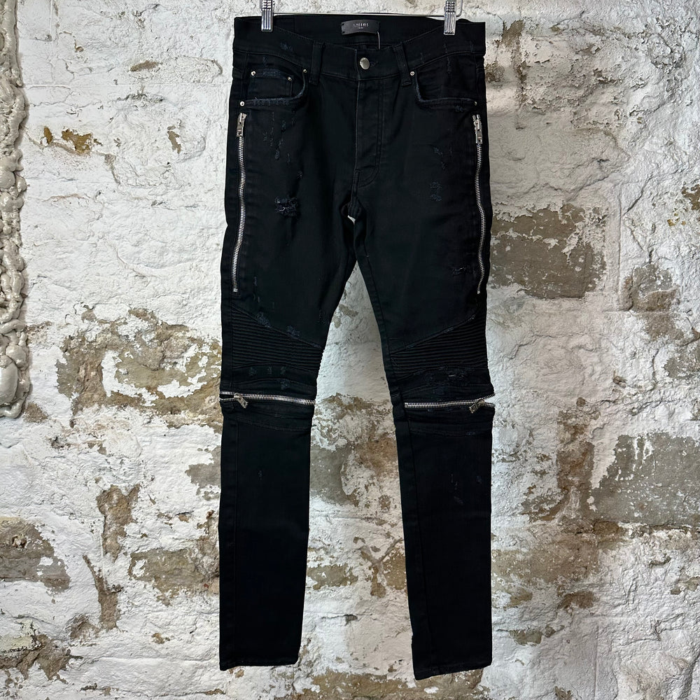 Amiri MX2 Black Patch Black Denim Jeans Sz 30