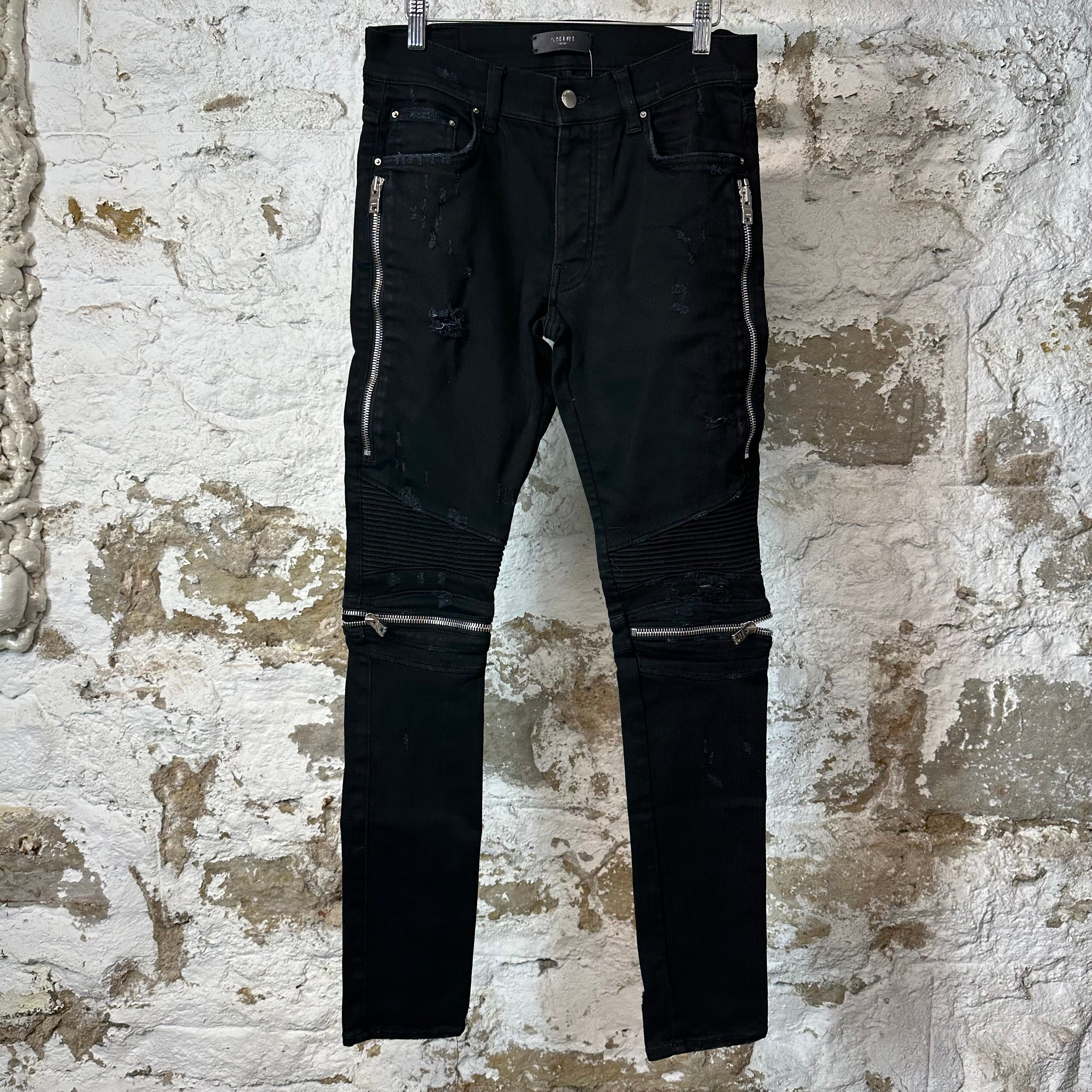 Amiri MX2 Black Patch Black Denim Jeans Sz 30