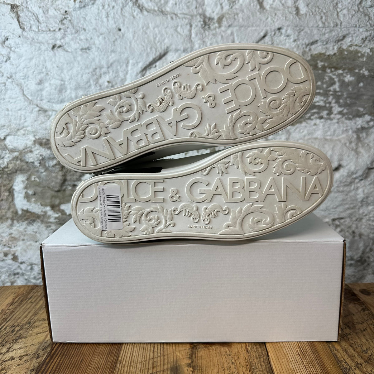 Dolce Gabbana Paint Drip Logo Black White Portofino Sneaker Sz 9