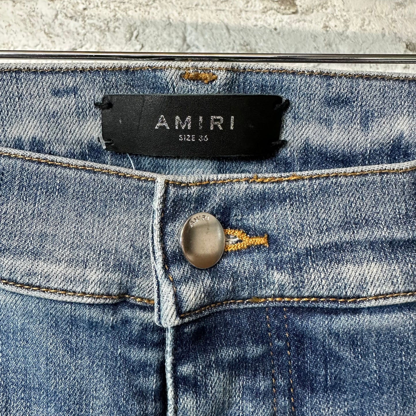 Amiri Varsity Distressed Blue Denim Jeans Sz 36