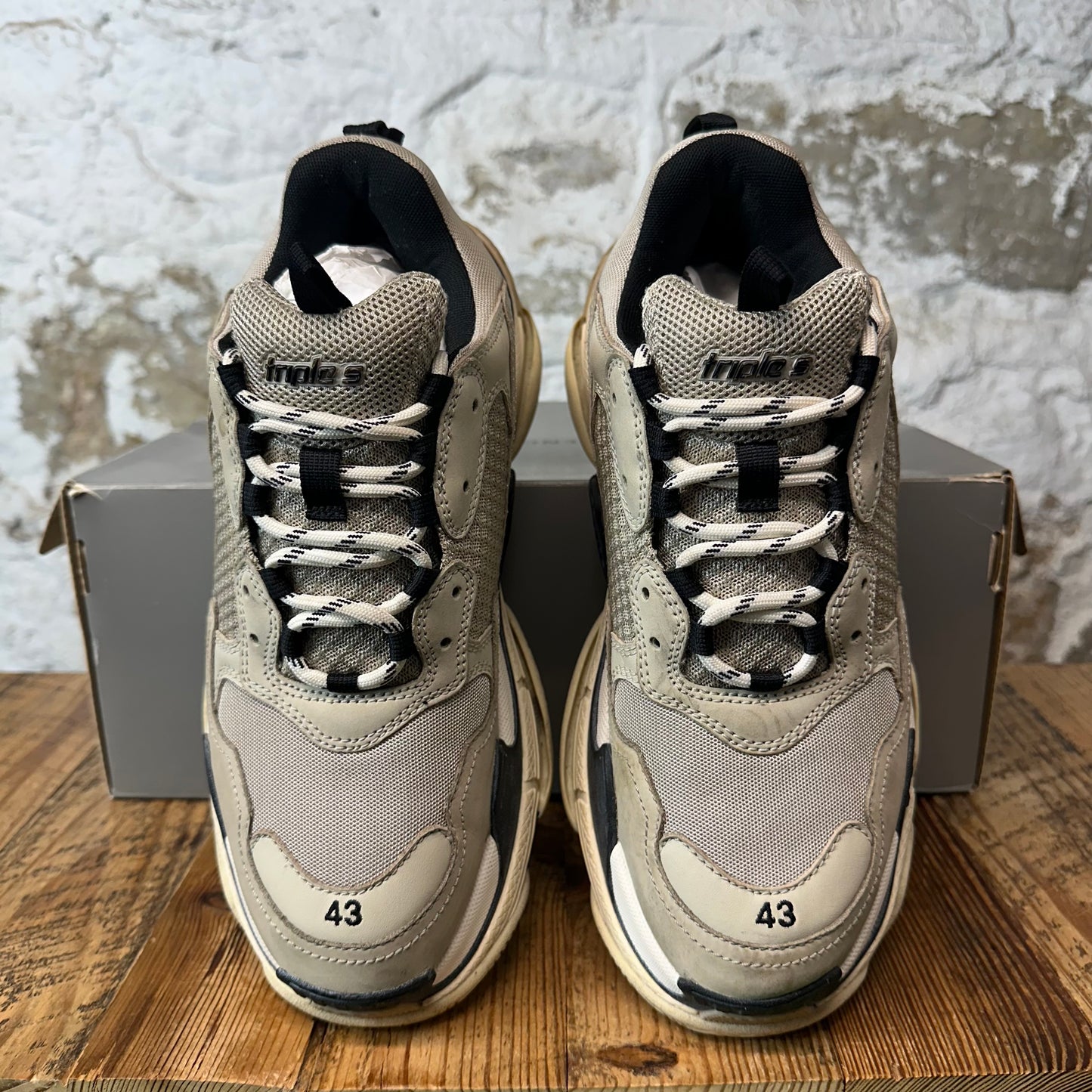 Balenciaga Triple S Beige White Black Sneaker Sz 10 (43)