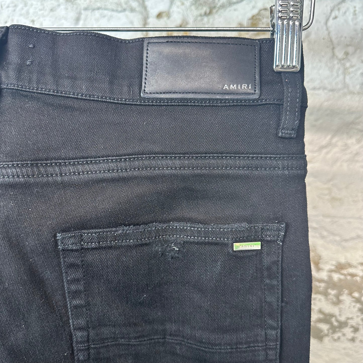 Amiri MX1 Brown Suede Black Denim Jeans Sz 32