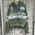 Vale Cursive Green Zip Up Hoodie Sz M
