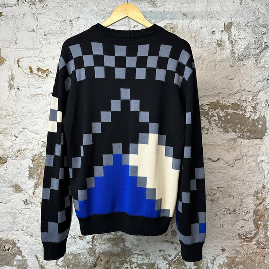 Louis Vuitton Black Blue Pixel Sweater Sz S