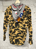 Bape Yellow Camo Shark Button Up Sz M