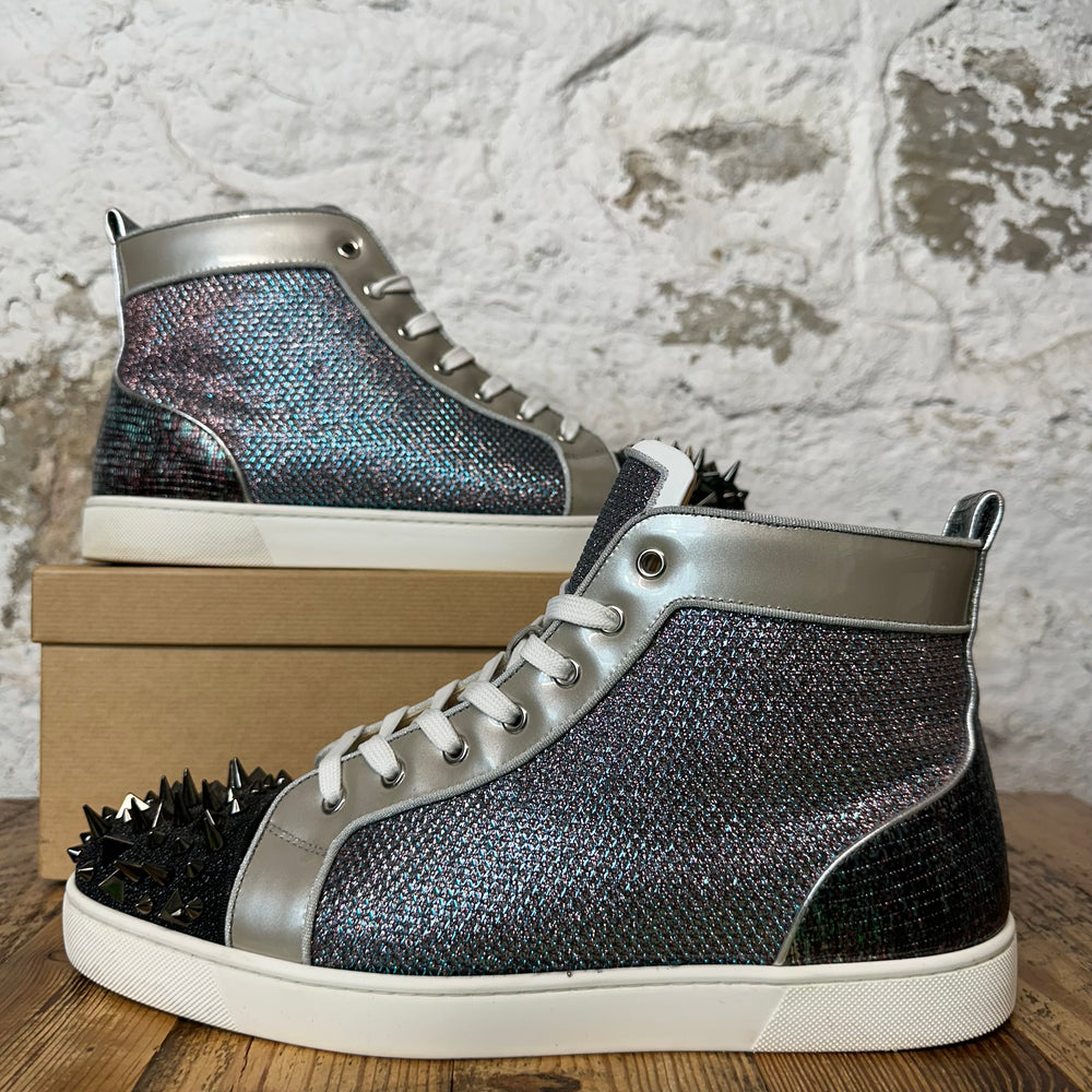 Christian Louboutin High Blue Silver Spike Sneaker Sz 12.5 (45.5)