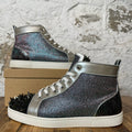 Christian Louboutin High Blue Silver Spike Sneaker Sz 12.5 (45.5)
