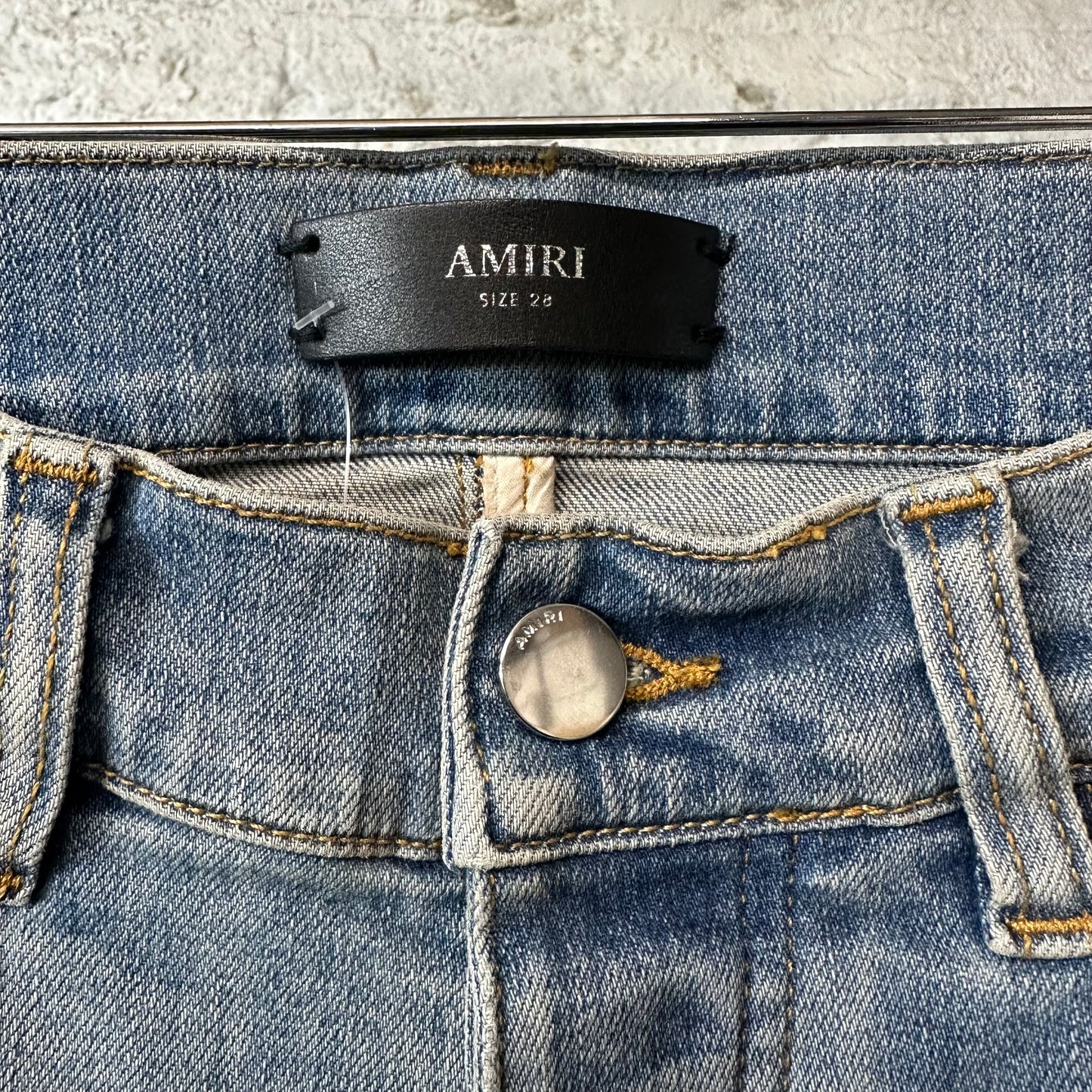 Amiri MX1 Red Suede Blue Denim Jeans Sz 28