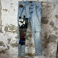 Amiri Heart Patch Blue Denim Jeans Sz 34