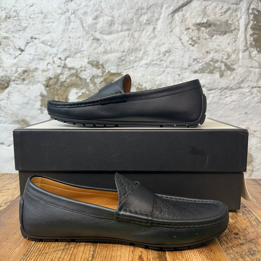 Gucci Black Leather Embossed Loafer Sz 6.5