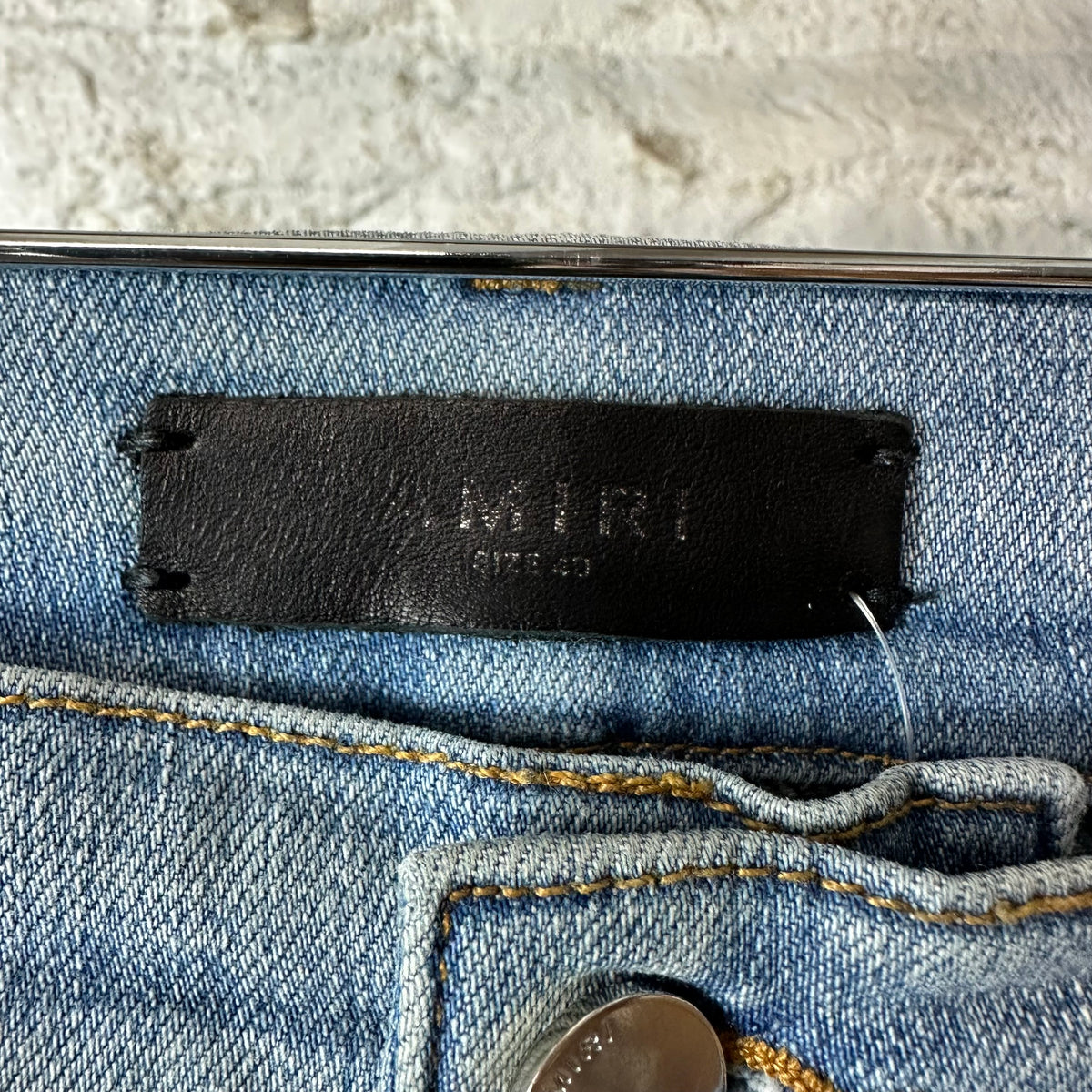 Amiri MX1 Camo Spell Blue Denim Jeans Sz 40