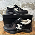 Chanel CC Black White Trainer Sneaker Sz 7.5 (40.5)