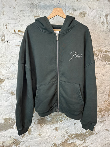 Rhude White Spell Black Zip Up Hoodie Sz M