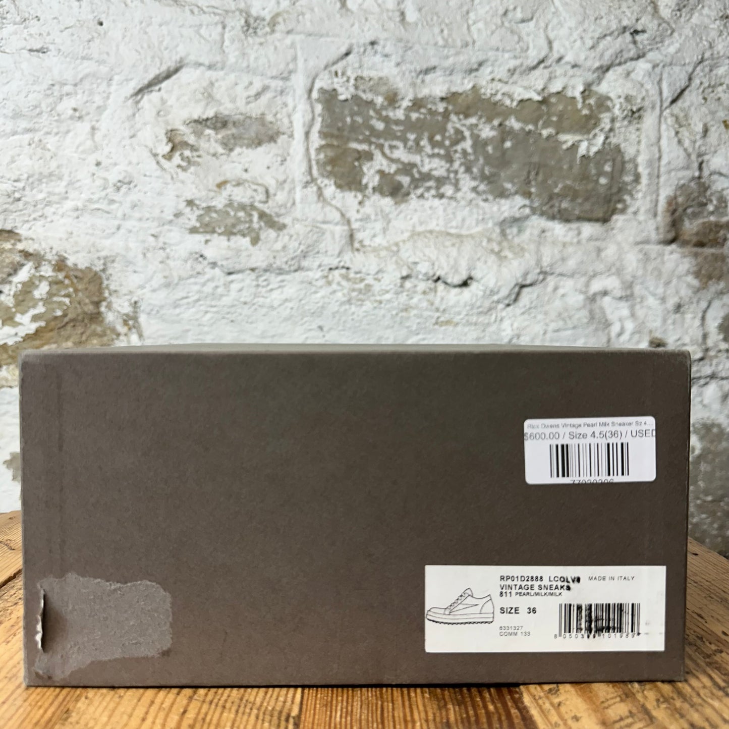 Rick Owens Vintage Pearl Milk Sneaker Sz 4.5 (36)