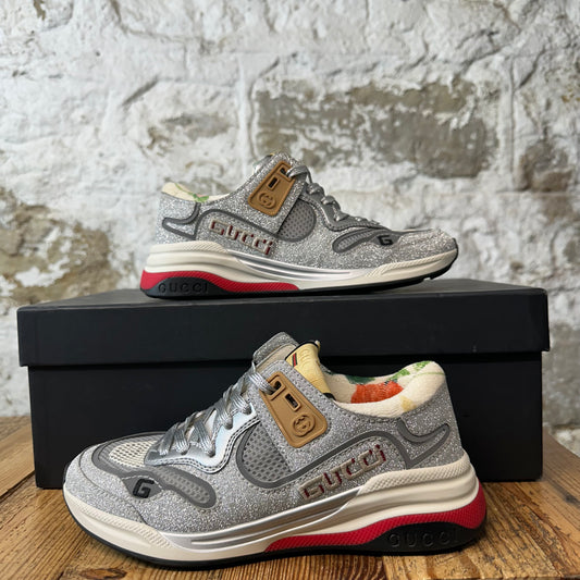 Gucci Ultrapace Silver Glitter Sneaker Sz 4 (35)