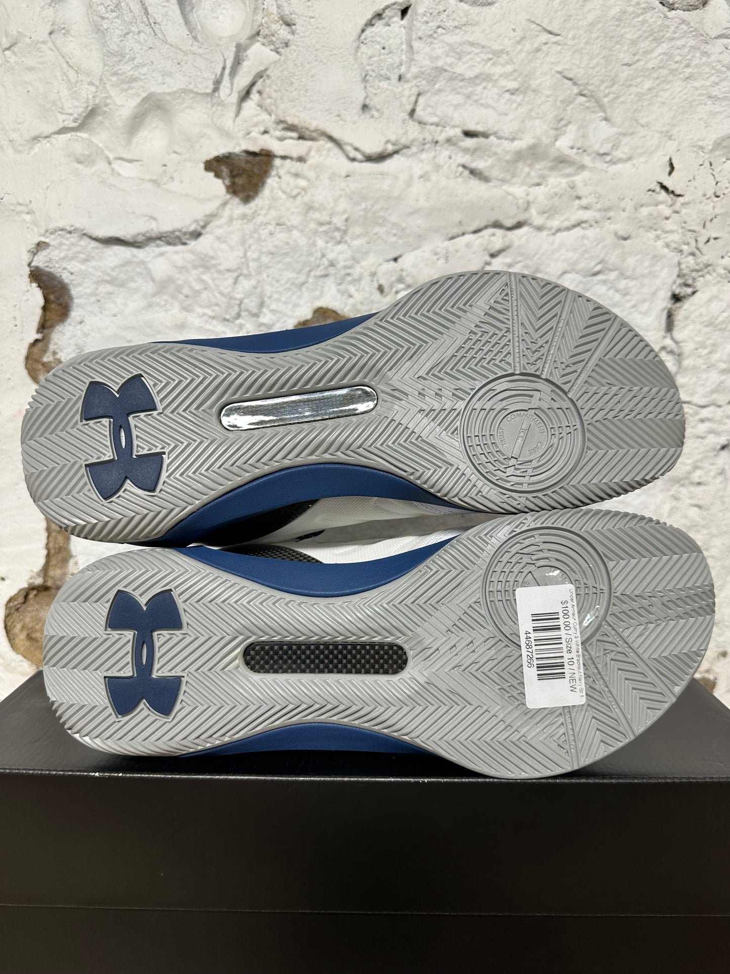 Under Armour Curry 3 White Blackout Navy Sz 10 DS