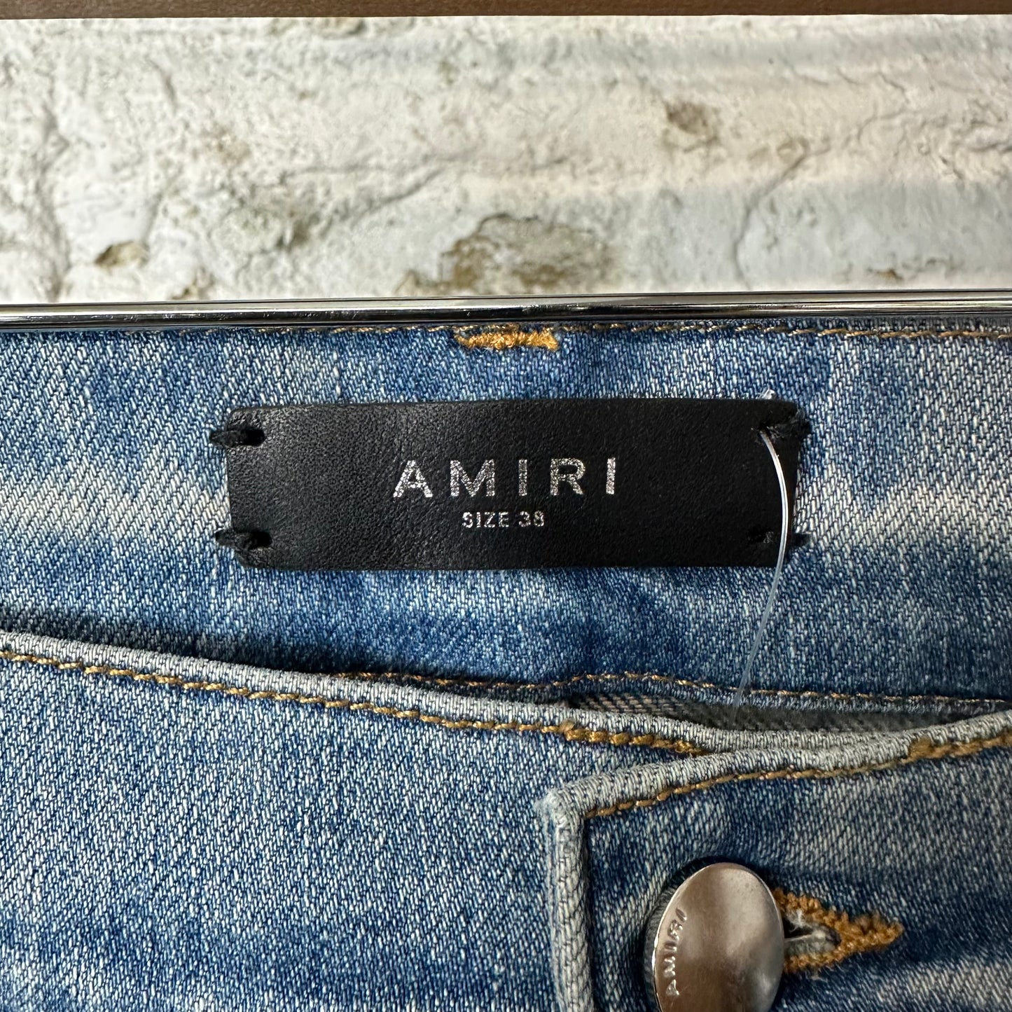 Amiri Cherub Angel Logo Blue Denim Jeans Sz 38