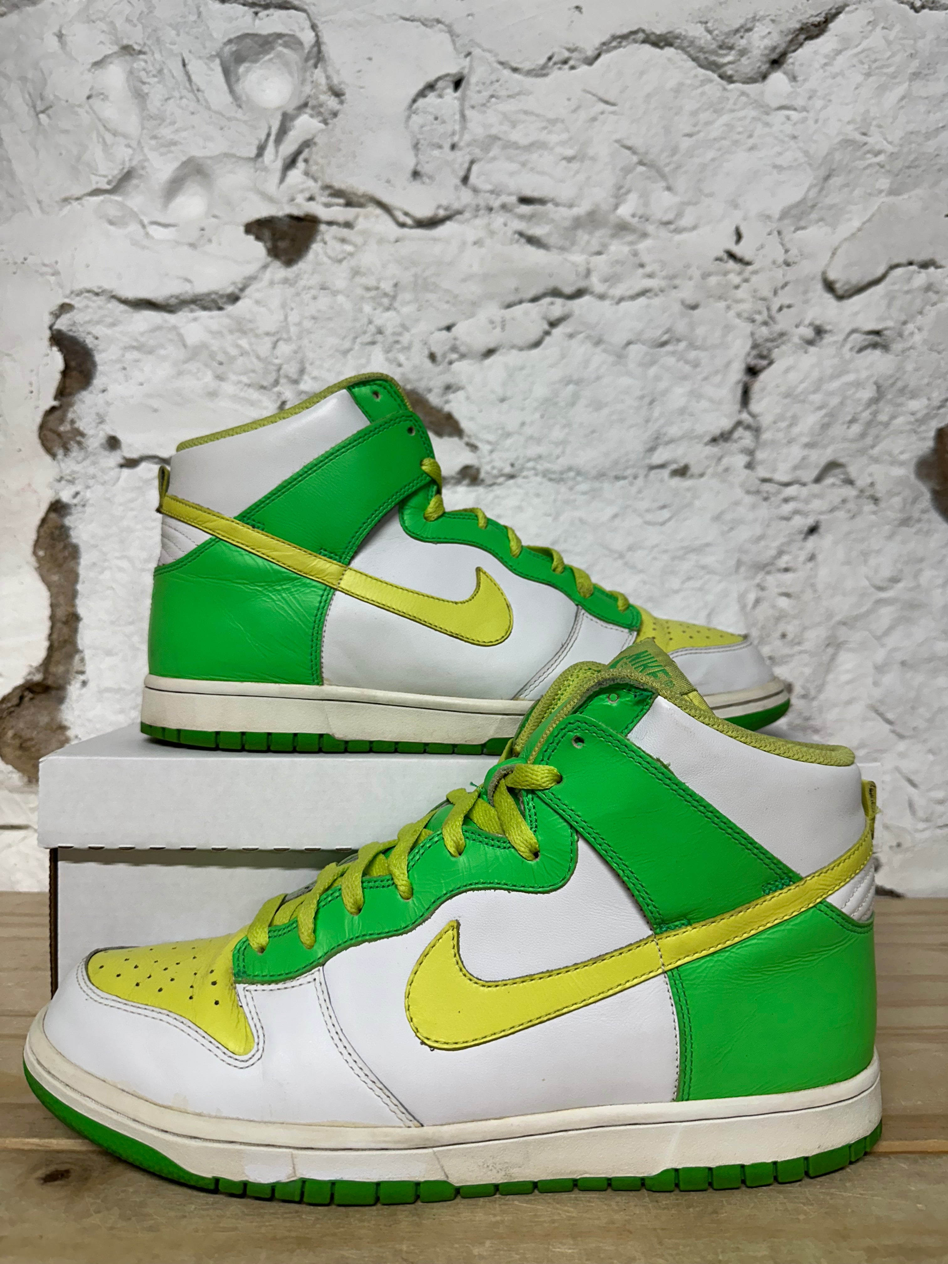 Nike Dunk High Premium White Green Yellow Sz 11.5