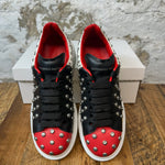 Alexander Mcqueen Red Black White Stud Sneaker Sz 7 (40) No Box